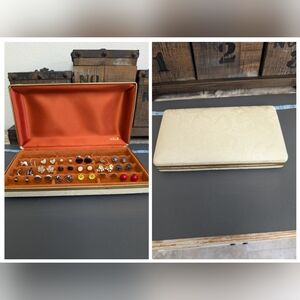 Vintage Mele Earring Case With 18 Sets Post Style Earrings